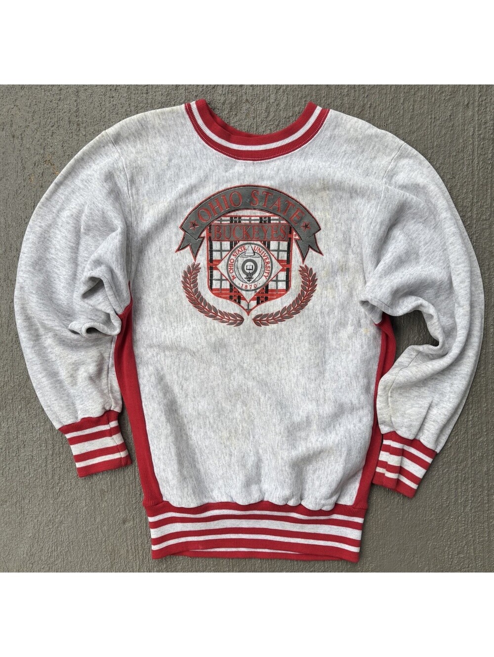 Vintage 90s Ohio State university buckeyes reverse weave Crewneck YOUTH Large